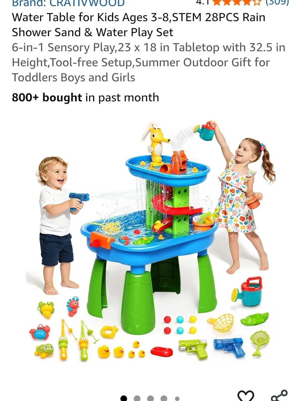Kids Water Play Table - Blue & Green Sensory Activity Set